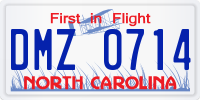 NC license plate DMZ0714