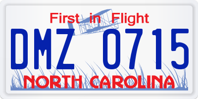 NC license plate DMZ0715