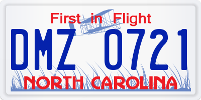 NC license plate DMZ0721