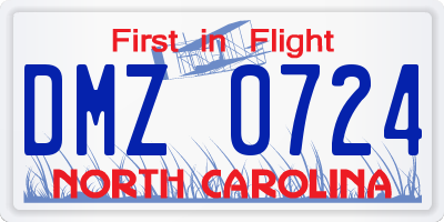 NC license plate DMZ0724