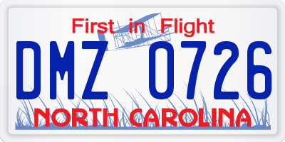 NC license plate DMZ0726