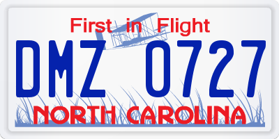 NC license plate DMZ0727