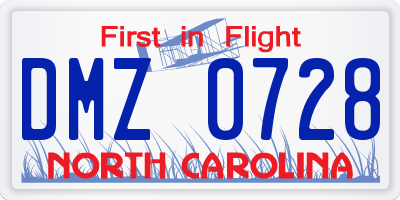 NC license plate DMZ0728