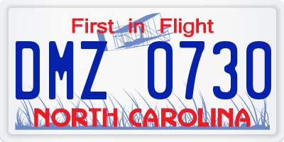 NC license plate DMZ0730