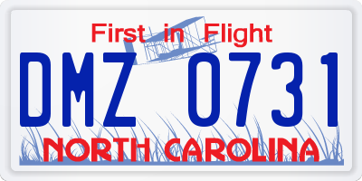 NC license plate DMZ0731
