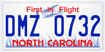 NC license plate DMZ0732