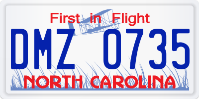 NC license plate DMZ0735