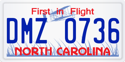 NC license plate DMZ0736