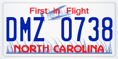 NC license plate DMZ0738