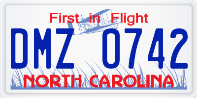NC license plate DMZ0742