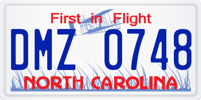 NC license plate DMZ0748