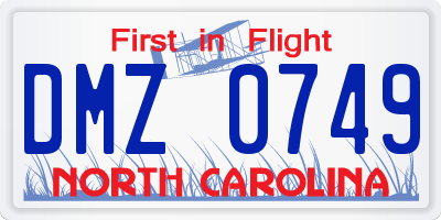 NC license plate DMZ0749