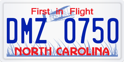 NC license plate DMZ0750
