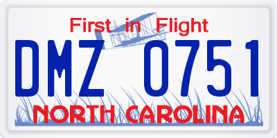 NC license plate DMZ0751