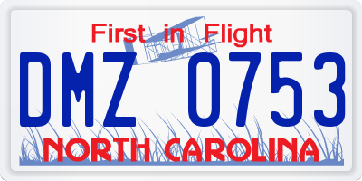 NC license plate DMZ0753