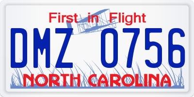 NC license plate DMZ0756