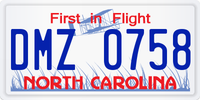NC license plate DMZ0758