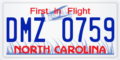 NC license plate DMZ0759