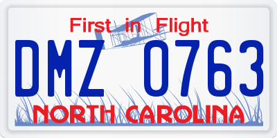 NC license plate DMZ0763