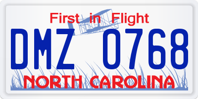 NC license plate DMZ0768