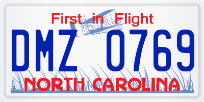 NC license plate DMZ0769