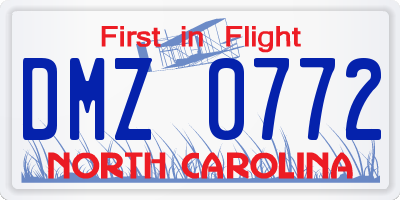NC license plate DMZ0772