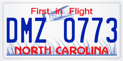 NC license plate DMZ0773