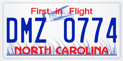 NC license plate DMZ0774