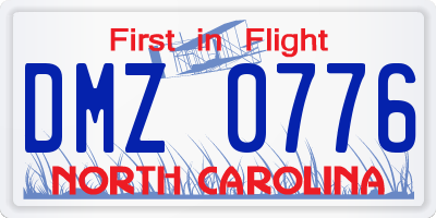 NC license plate DMZ0776