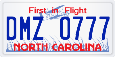 NC license plate DMZ0777