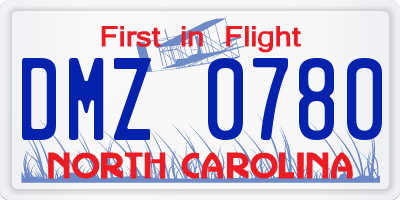 NC license plate DMZ0780