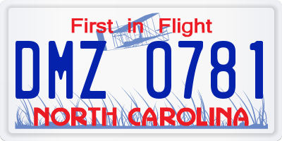 NC license plate DMZ0781