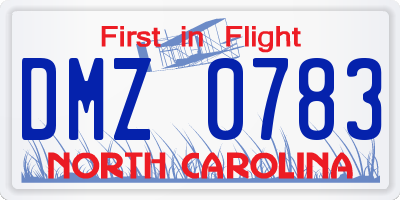 NC license plate DMZ0783