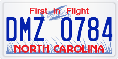 NC license plate DMZ0784