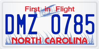 NC license plate DMZ0785