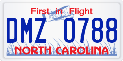 NC license plate DMZ0788
