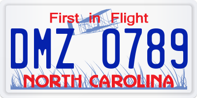 NC license plate DMZ0789