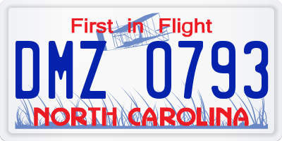 NC license plate DMZ0793