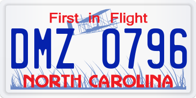 NC license plate DMZ0796