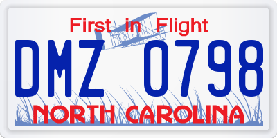 NC license plate DMZ0798