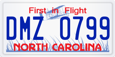 NC license plate DMZ0799