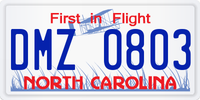 NC license plate DMZ0803