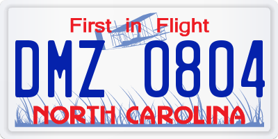 NC license plate DMZ0804