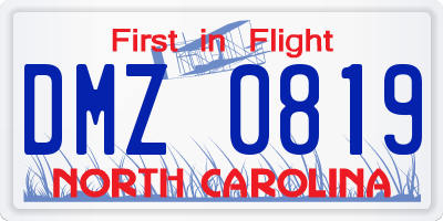 NC license plate DMZ0819