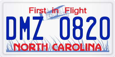 NC license plate DMZ0820