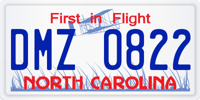 NC license plate DMZ0822