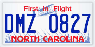 NC license plate DMZ0827