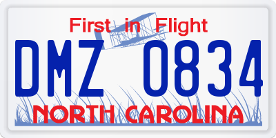 NC license plate DMZ0834