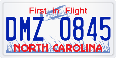 NC license plate DMZ0845