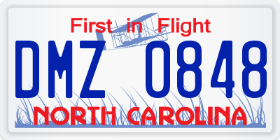 NC license plate DMZ0848